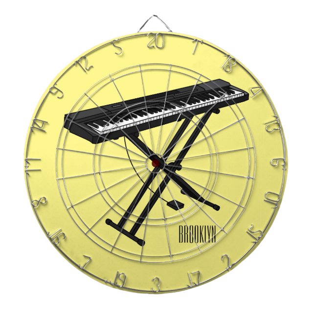 Keyboard piano cartoon illustration dart board (Front)