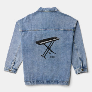 Keyboard piano cartoon illustration denim jacket