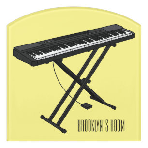 Keyboard piano cartoon illustration door sign