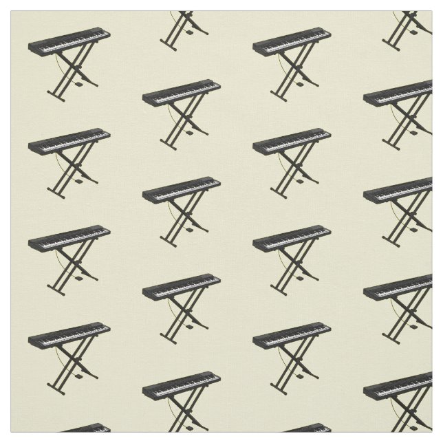 Keyboard piano cartoon illustration fabric (Swatch)