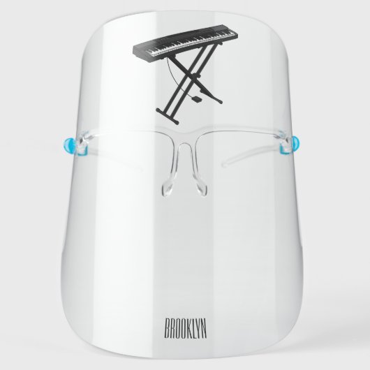 Keyboard piano cartoon illustration face shield (Front)