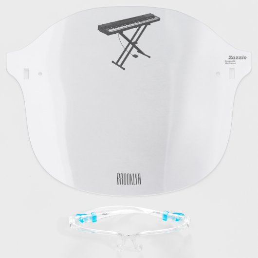 Keyboard piano cartoon illustration face shield (Front w/Glasses)