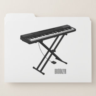 Keyboard piano cartoon illustration file folder