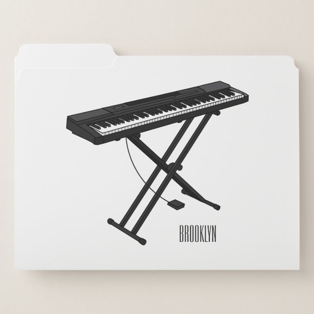 Keyboard piano cartoon illustration file folder (Front Left)