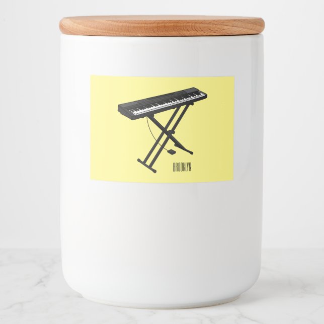 Keyboard piano cartoon illustration food label (Front)