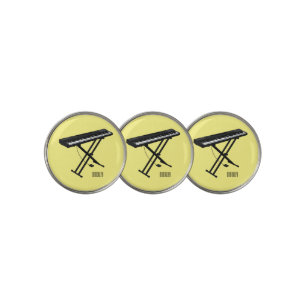 Keyboard piano cartoon illustration golf ball marker