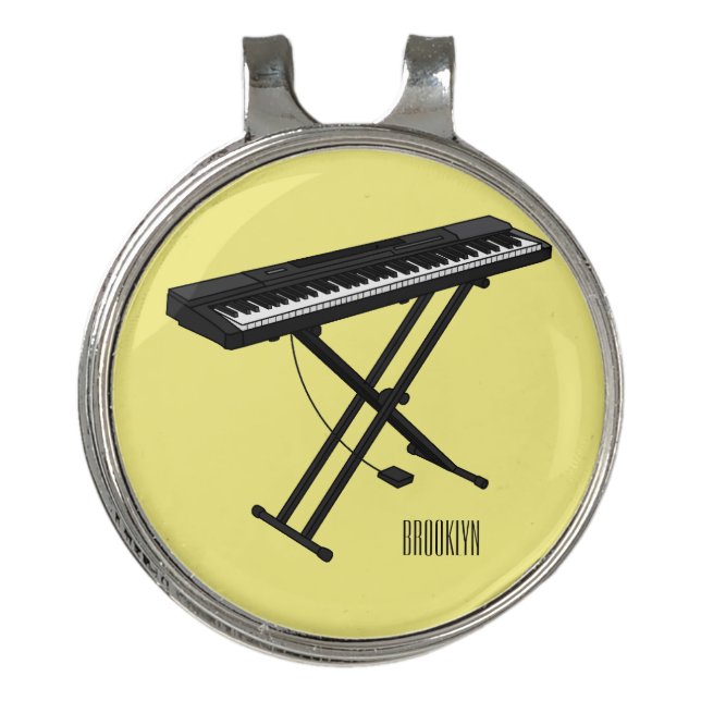 Keyboard piano cartoon illustration golf hat clip (Front)