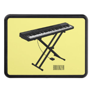 Keyboard piano cartoon illustration hitch cover