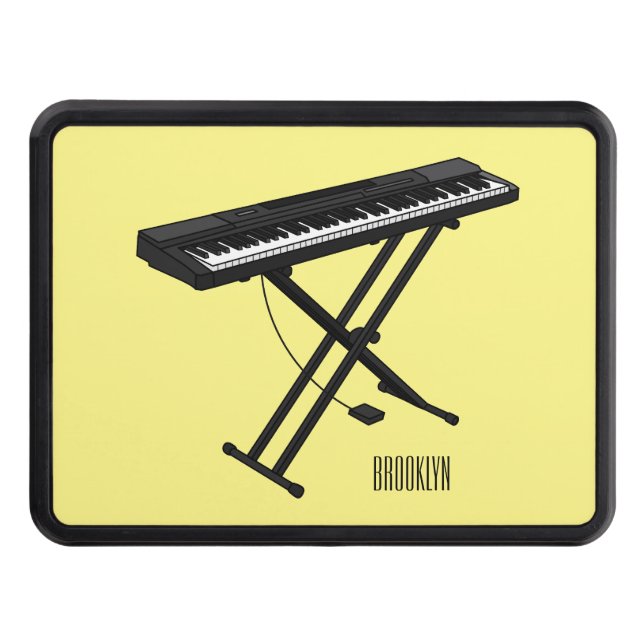 Keyboard piano cartoon illustration hitch cover (Front)