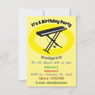 Keyboard piano cartoon illustration invitation