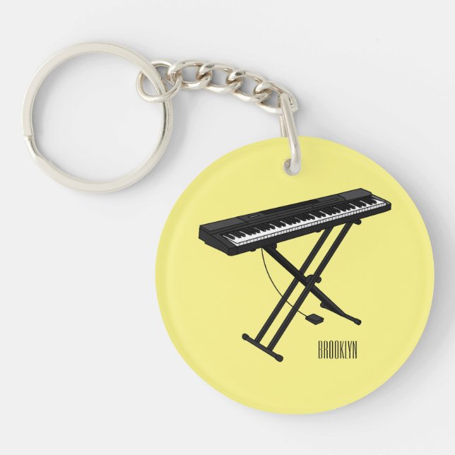 Keyboard piano cartoon illustration keychain (Front)