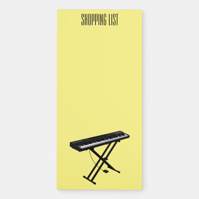 Keyboard piano cartoon illustration magnetic notepad (Front)