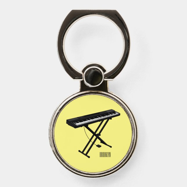 Keyboard piano cartoon illustration phone ring stand (Front)