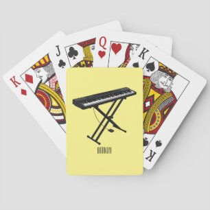 Keyboard piano cartoon illustration poker cards