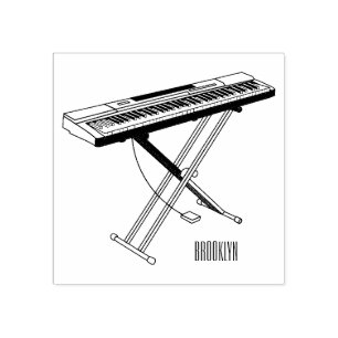 Keyboard piano cartoon illustration rubber stamp
