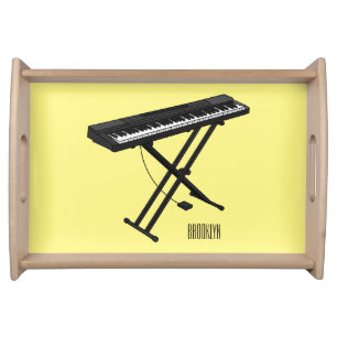 Keyboard piano cartoon illustration serving tray