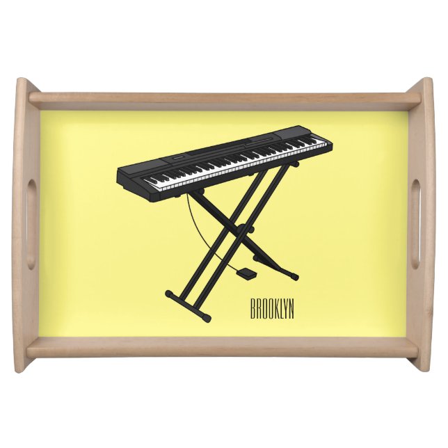 Keyboard piano cartoon illustration serving tray (Front)