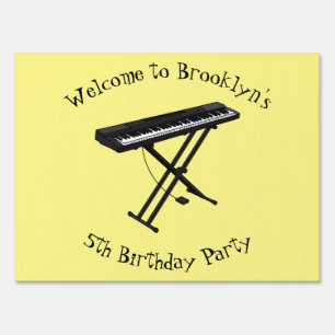 Keyboard piano cartoon illustration sign