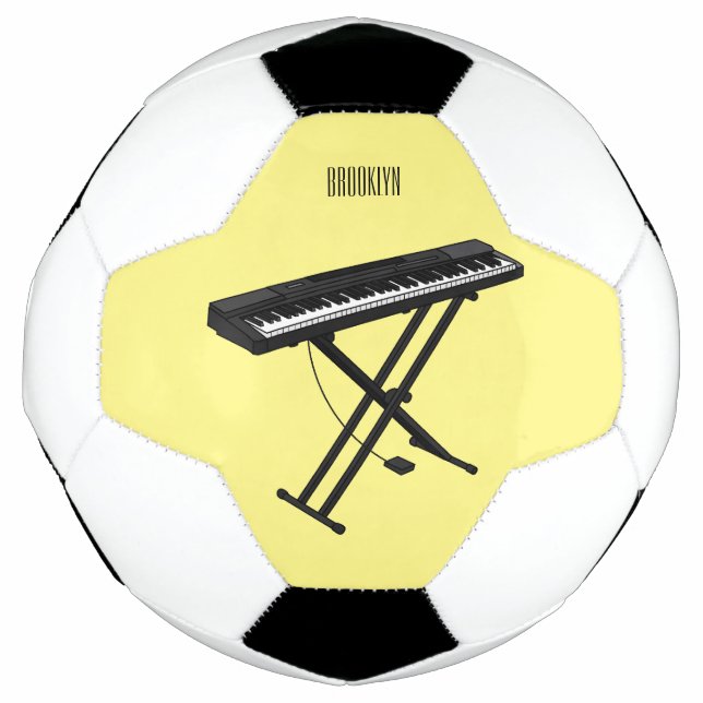 Keyboard piano cartoon illustration soccer ball (Front)