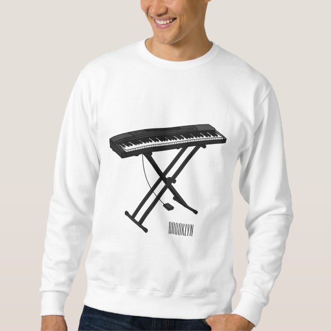 Keyboard piano cartoon illustration sweatshirt (Front)