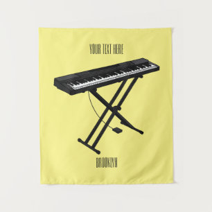 Keyboard piano cartoon illustration tapestry