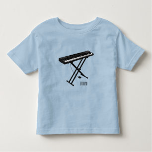 Keyboard piano cartoon illustration toddler t-shirt