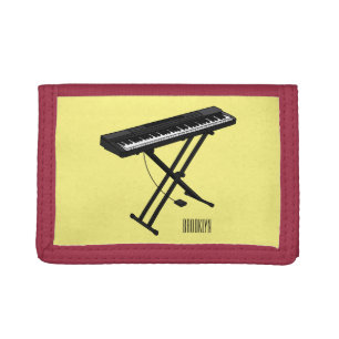 Keyboard piano cartoon illustration trifold wallet