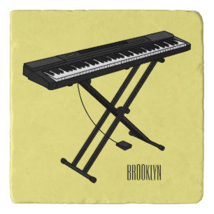 Keyboard piano cartoon illustration trivet
