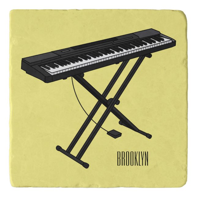 Keyboard piano cartoon illustration trivet (Front)