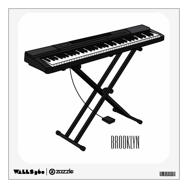 Keyboard piano cartoon illustration wall decal (Front)
