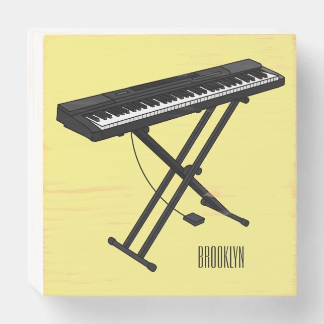 Keyboard piano cartoon illustration wooden box sign (Front Horizontal)