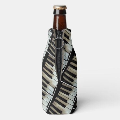 Keyboard Piano Keys Black and White Music Themed Bottle Cooler