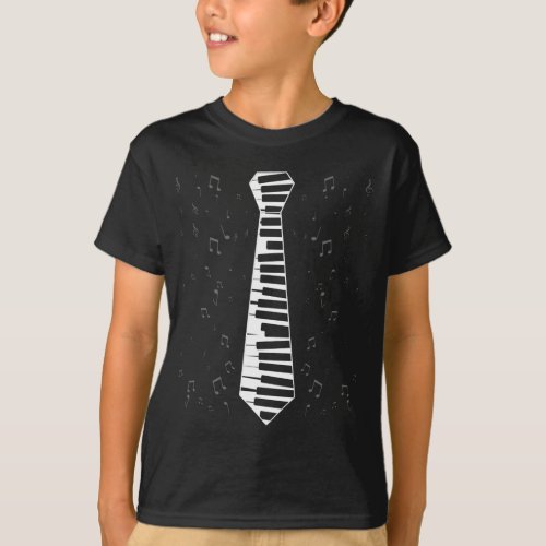 Keyboard Piano Tie Musical Notes Pianist T_Shirt
