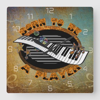 Keyboard Player Square Wall Clock by iiphotoArt at Zazzle