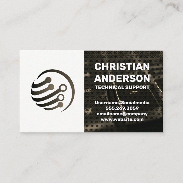 Keyboard | Tech Circuit Globe Business Card (Front)