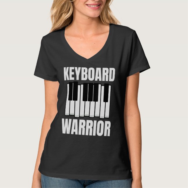 Keyboard Warrior  Synth Music Producer Synthesizer T-Shirt (Front)
