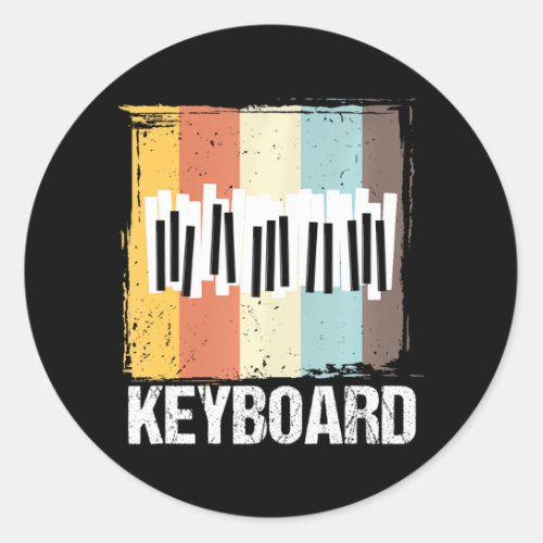 Keyboardist Pianist Retro Keyboard Piano Player Classic Round Sticker