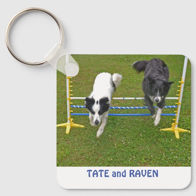  Keychain, 2.25" x 2.25" Border Collies Jumping Keychain (Front)