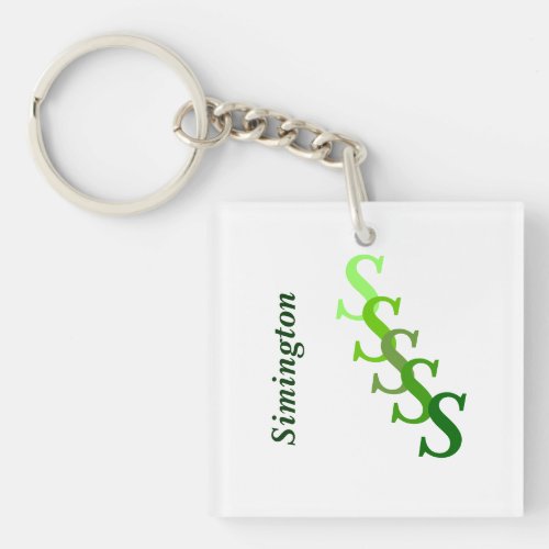 Keychain acrylic _ Monogram with Surname green