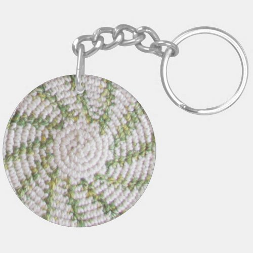 Keychain acrylic _ White and Green Spiral v2