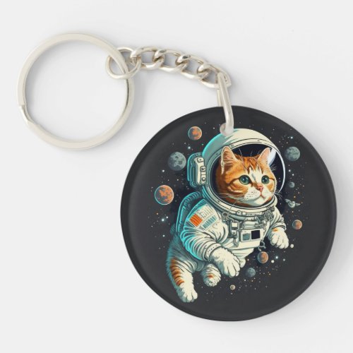 Keychain Astrocat  a cute cat austronaut in Space