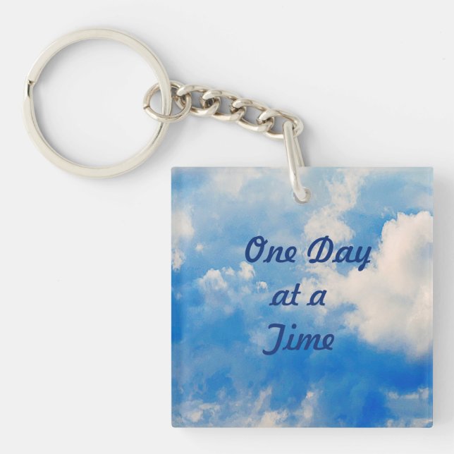 Keychain-Azure With White Clouds Keychain (Front)
