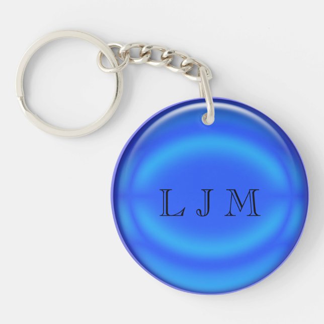 Keychain - Blue disk with initials (Front)