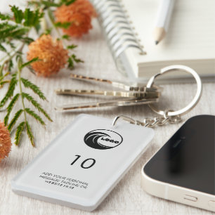 Keychain Custom Property Number Business Logo Gray