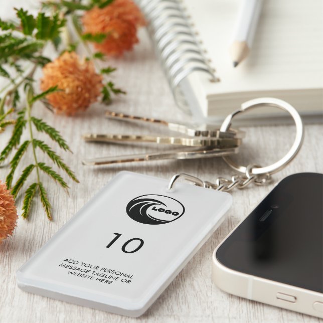 Keychain Custom Property Number Business Logo Gray (Front Right)