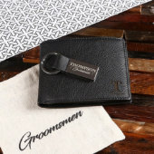 Keychain Gift Set with Monogrammed Leather Wallet (Front)