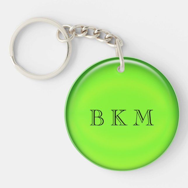 Keychain - Green Disk with Initials (Front)