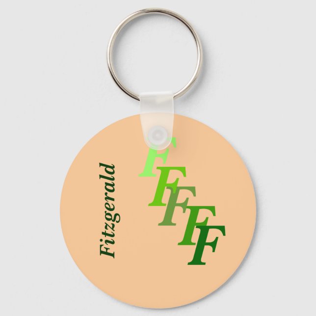 Keychain - Green Monogram with Surname (Front)