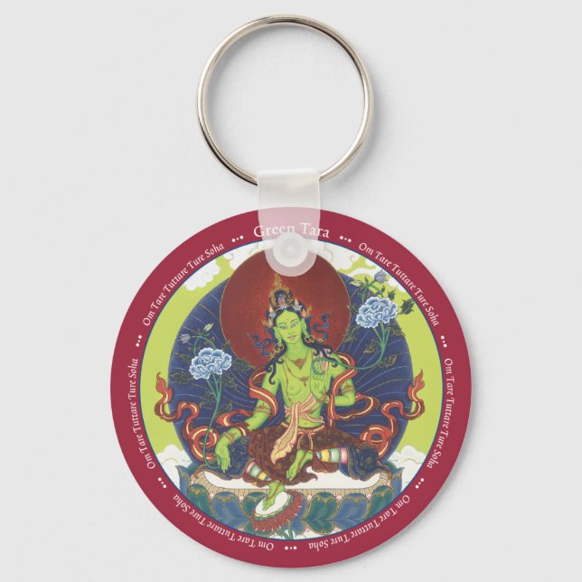 KEYCHAIN Green Tara - with mantra (Front)