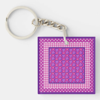 Keychain, Hearts, Flowers, Checks, Polka Dots Keychain